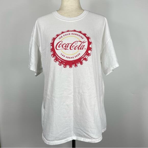 Coca Cola Bottlecap Las Vegas 2020 Women's Graphic T Shirt White 100% Cotton XL - Picture 1 of 9